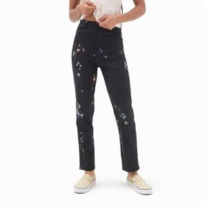 urban outfitters S Hot Lava Gemstone High-Waisted Pant 0313 black jewels rocks
